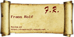 Frass Rolf névjegykártya